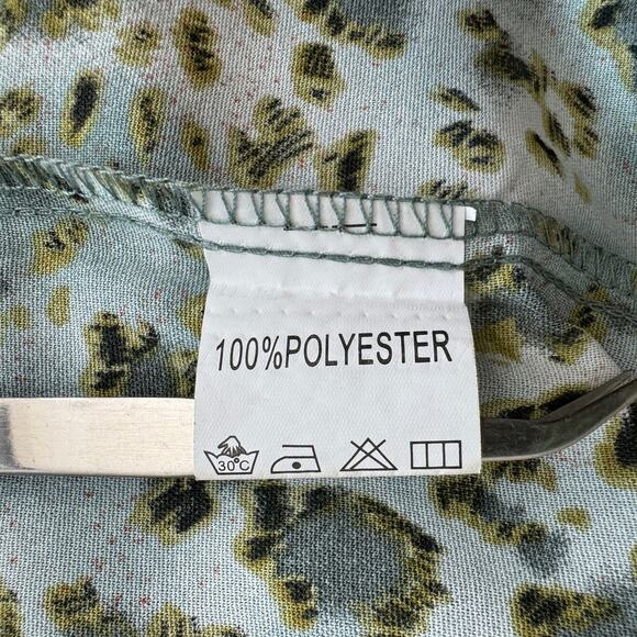 Green Animal Print Maxi Dress Size M Flowy Country Cottage Boho - Picture 10 of 10